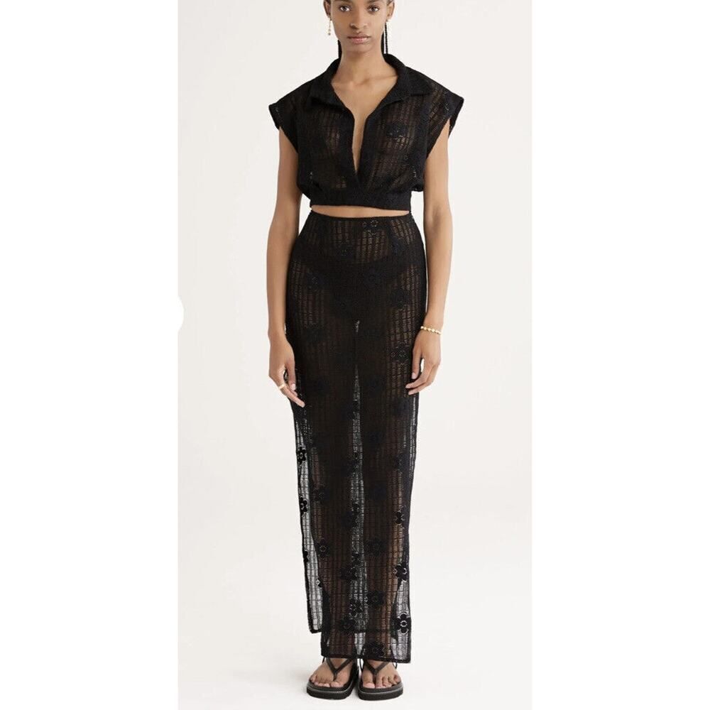 Rumer Daisy Skirt Size XLarge Black Floral Lace
